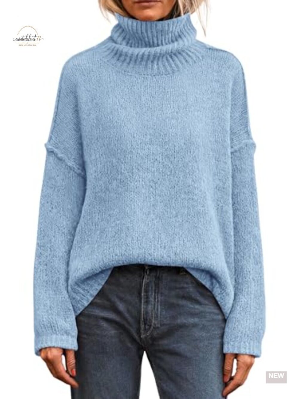 Women's Oversized Turtleneck Long Sleeve Knit Pullover Sweater Loose Fit